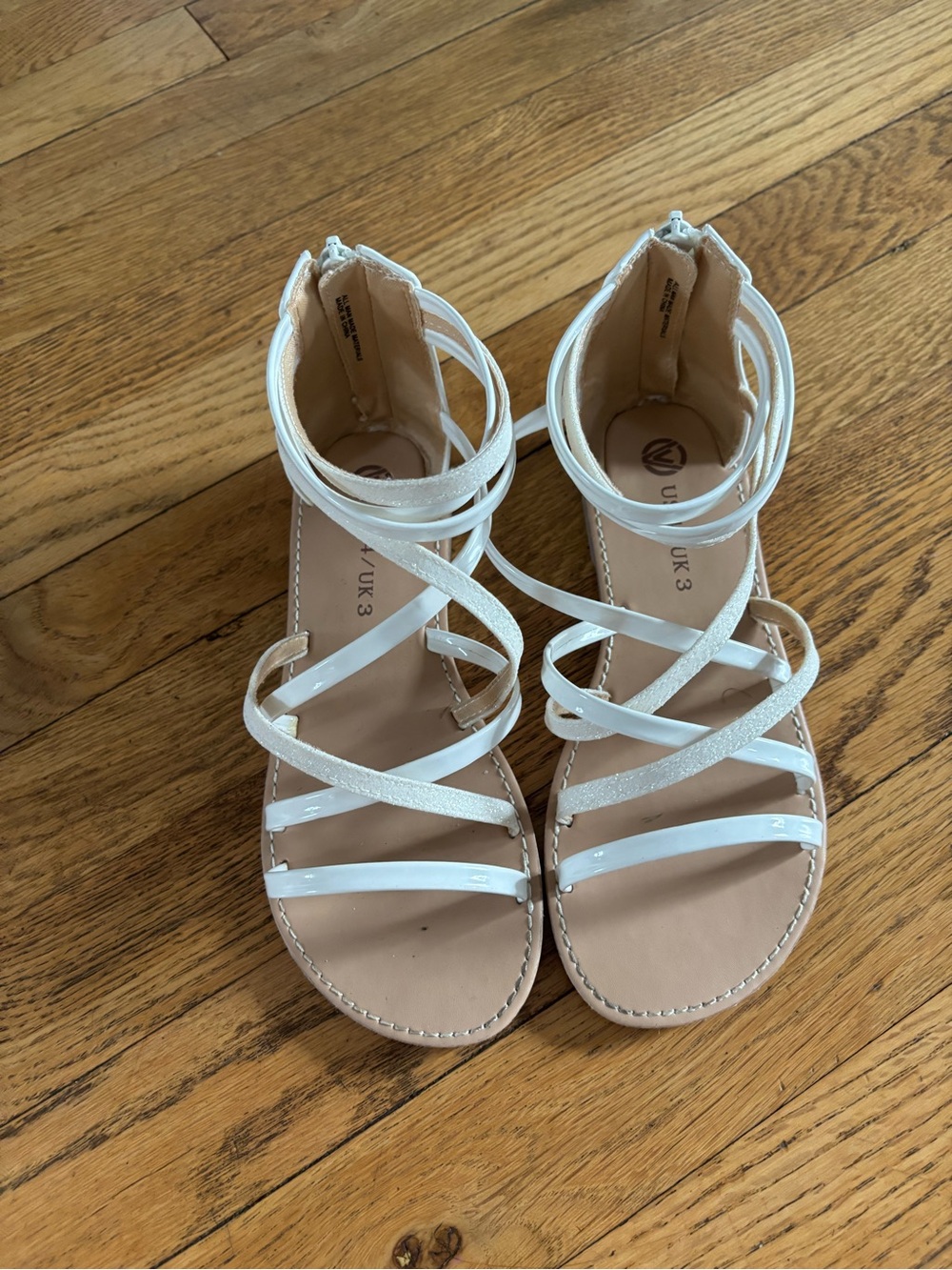 White Strappy Girl's Sandals -Gladiator Style